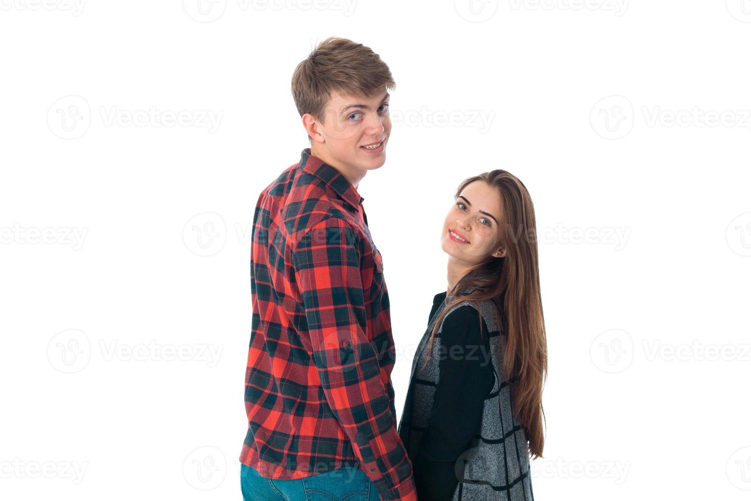 stylish couple in love in studio photo