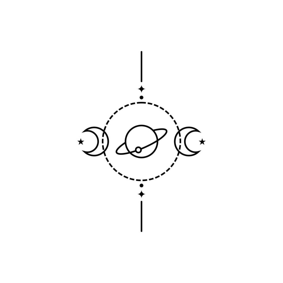 eps10 vector negro estación espacial solar línea arte icono o logotipo aislado sobre fondo blanco. los planetas giran el símbolo de contorno en un estilo moderno y sencillo para el diseño de su sitio web y su aplicación móvil