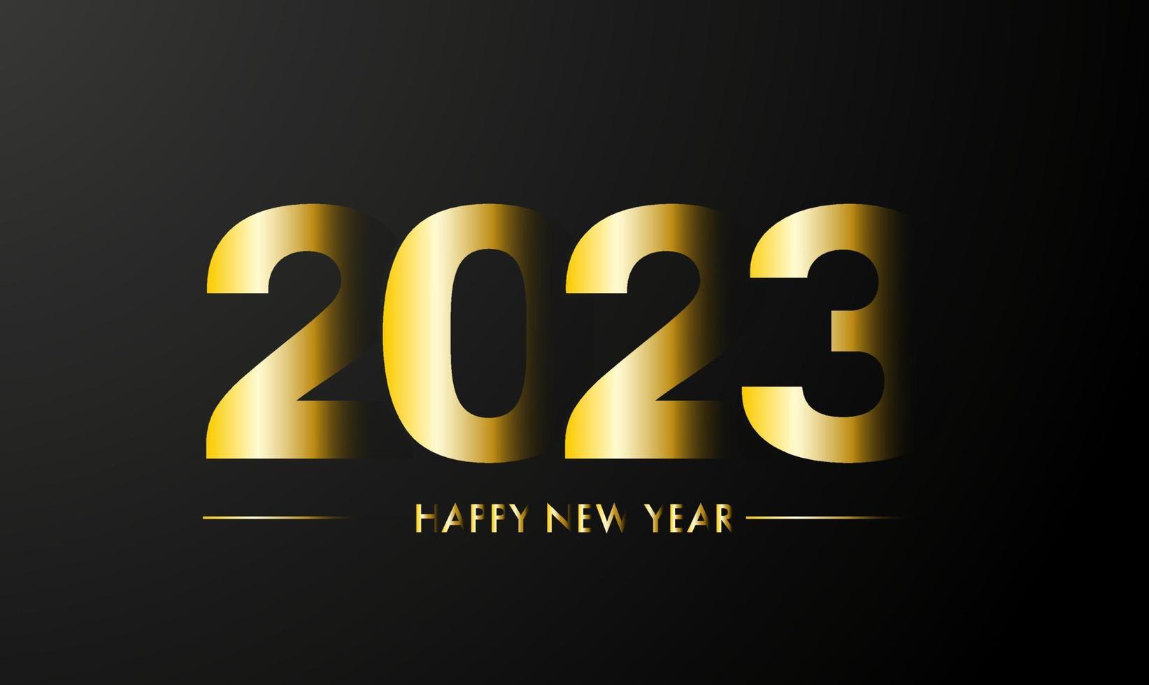 Happy New Year 2023 banner with gold appearing letters and numbers. vector