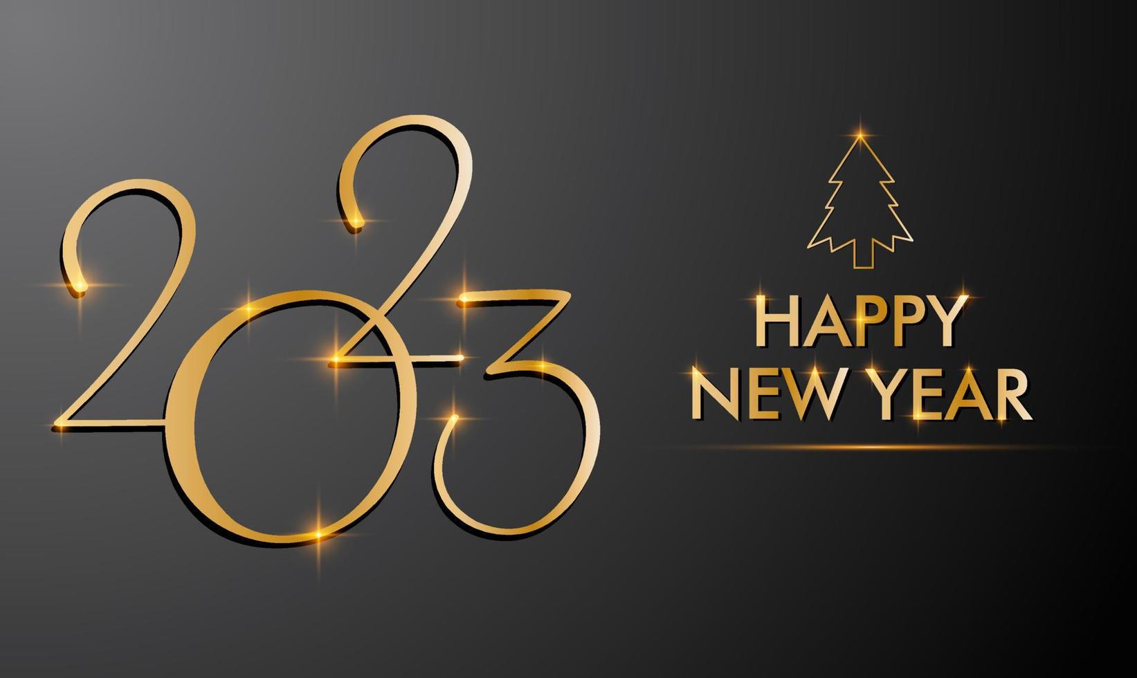 2023 poster with gold tree and numbers. New year banner. Greeting Card, Banner, Poster. Vector Illustration.