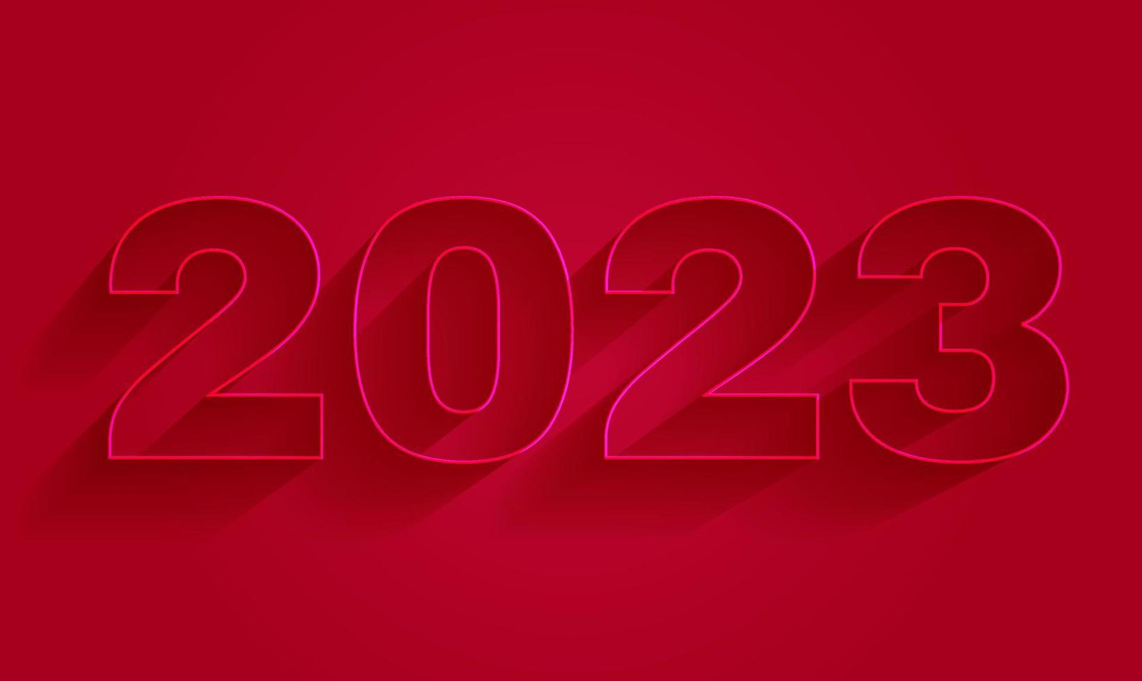 Happy New Year 2023 banner with pink numbers. Greeting card, poster, postcard. Vector