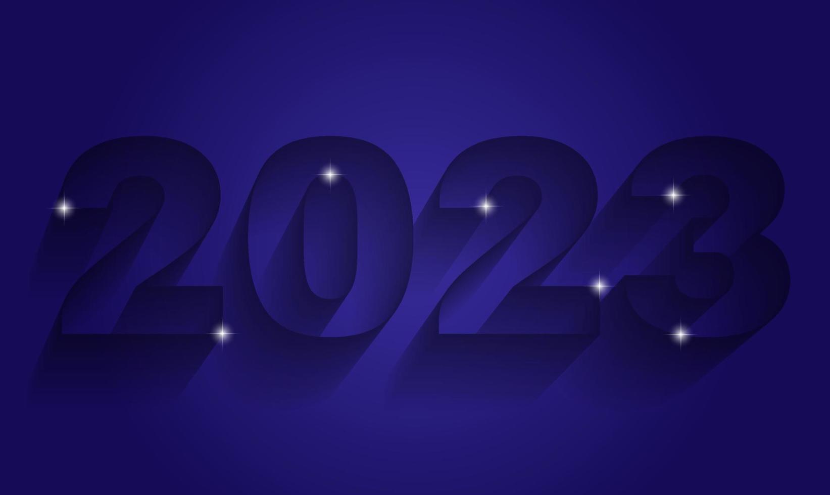 Banner 2023 para sitio web. tarjeta de feliz año nuevo con números azules y estrellas vector