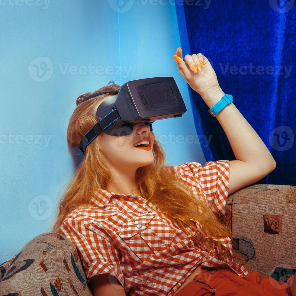 girl in virtual reality glasses photo