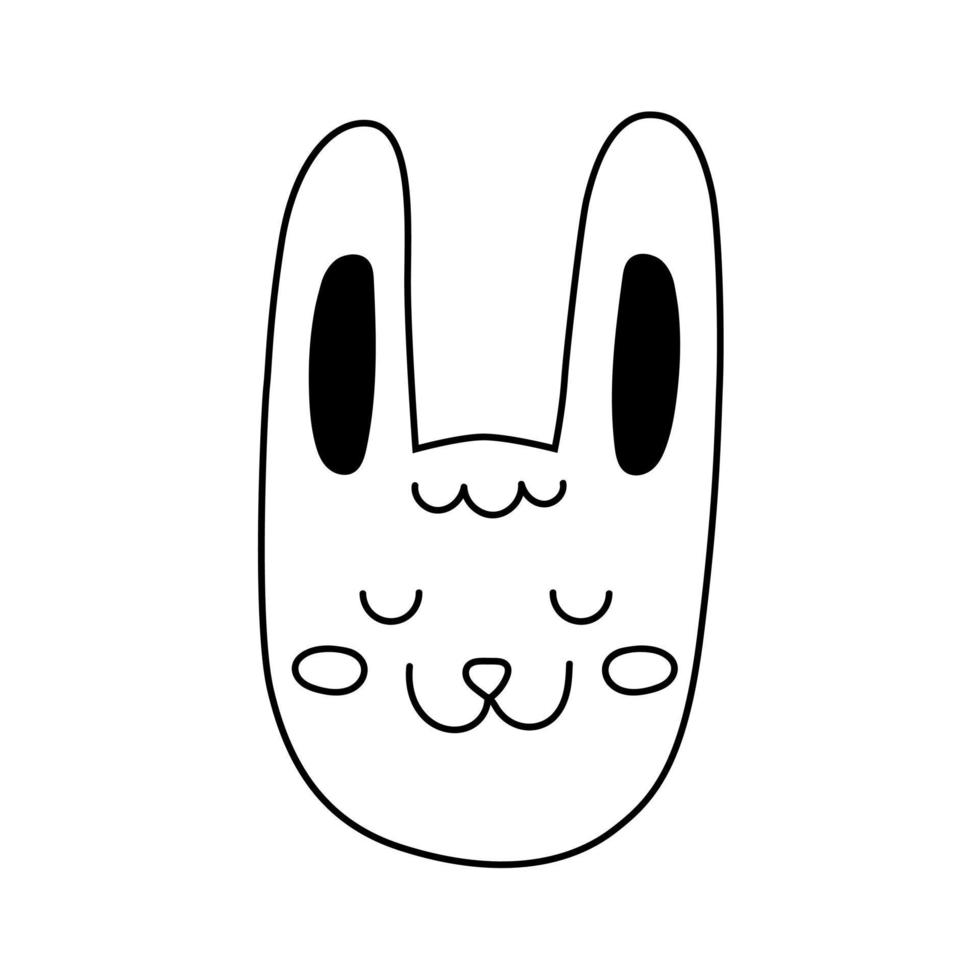 Vector outline bunny icon for children, rabbit doodle silhouette