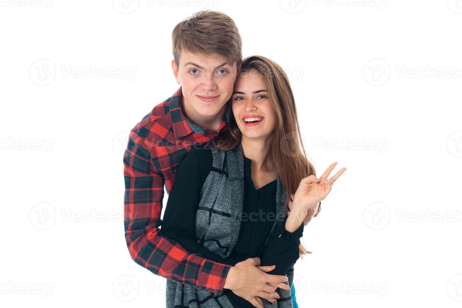 pareja elegante enamorada en el estudio foto