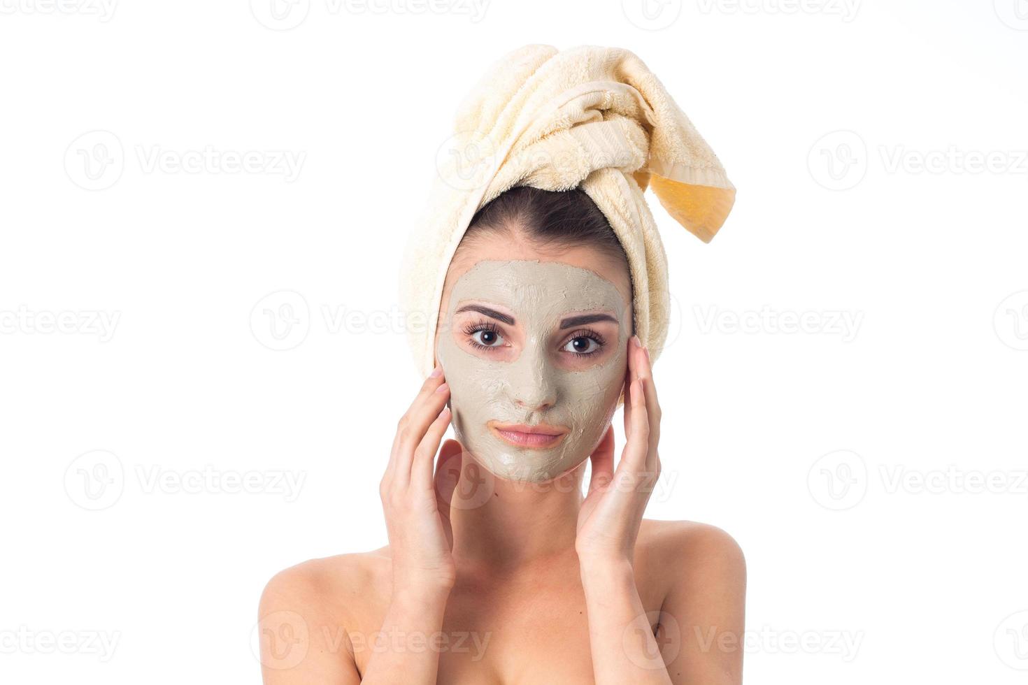 Young girl takes care her skin. photo