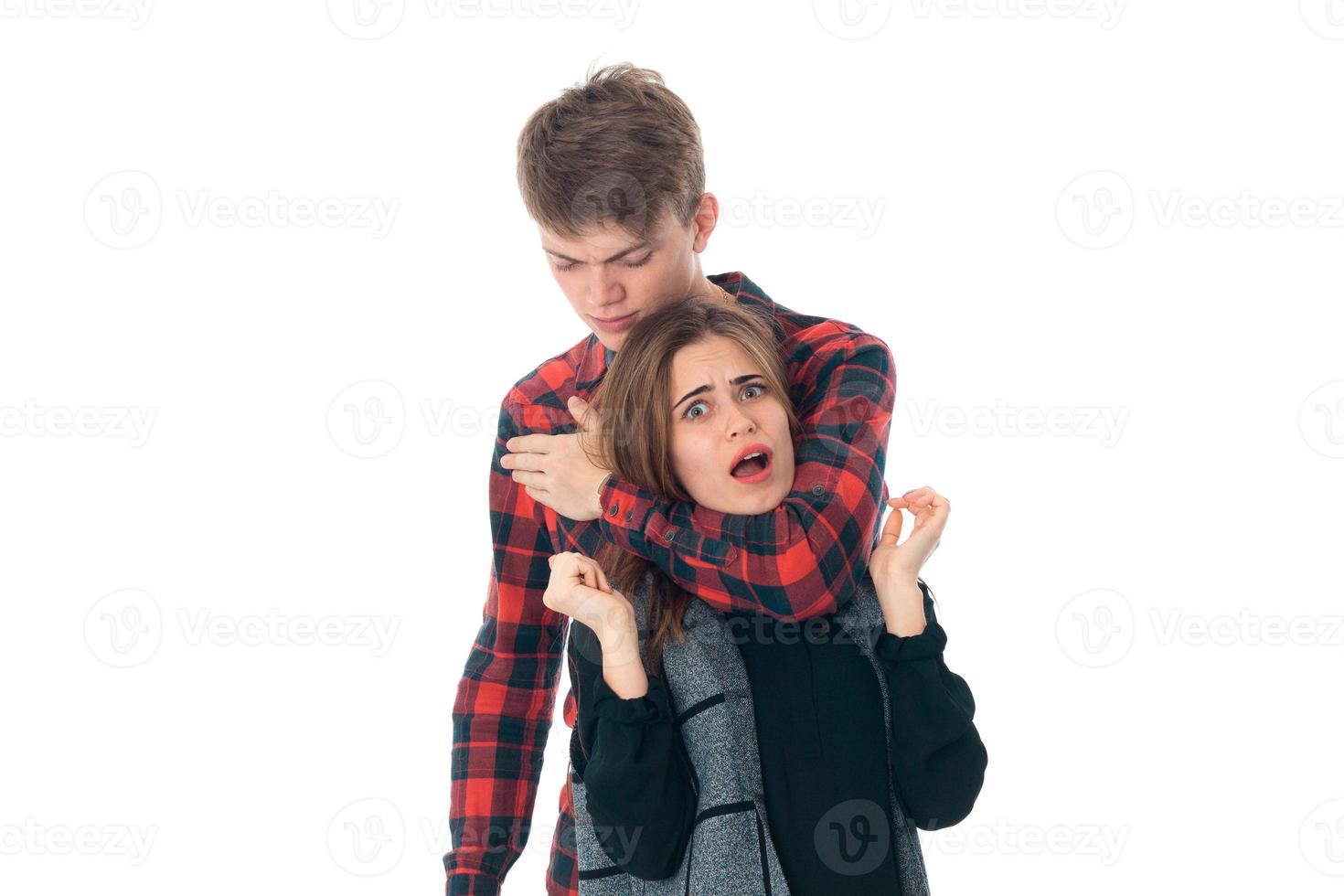 stylish couple in love in studio photo