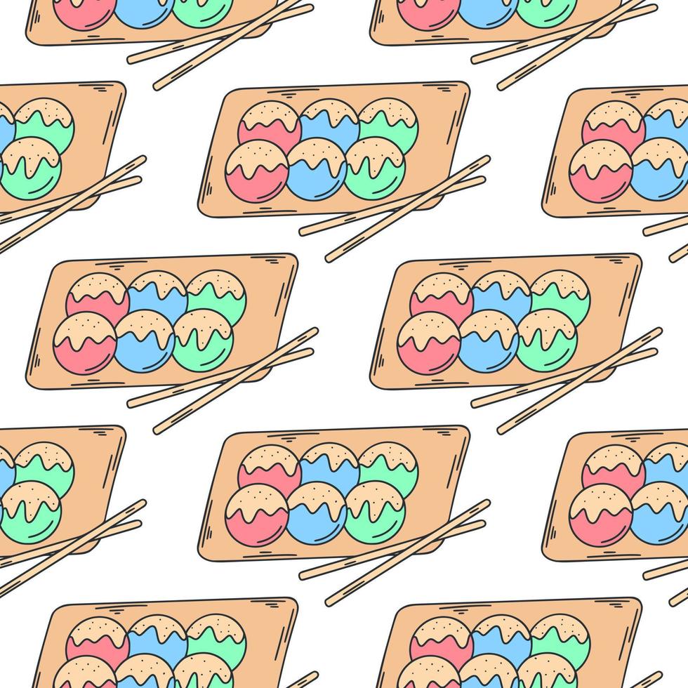 Japanese sweetness dango seamless pattern Asian food vector