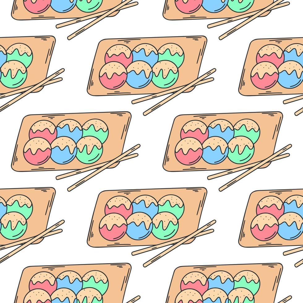 Japanese sweetness dango seamless pattern Asian food vector