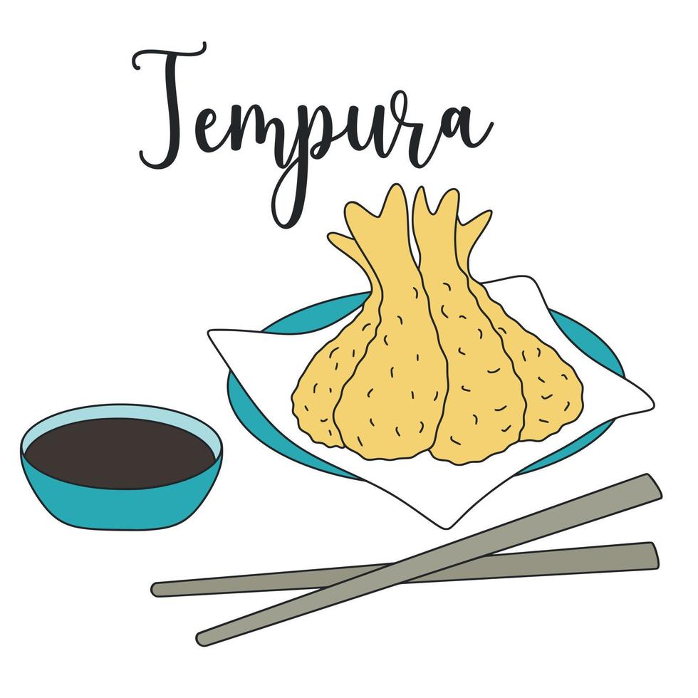 Deep fried shrimp clip art. Asian food tempura vector