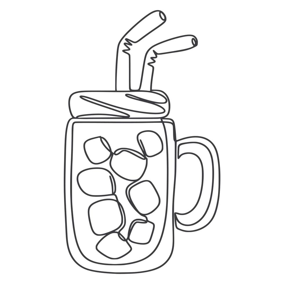 Jar with soft drink line art vector