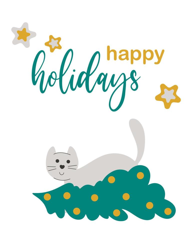 Happy holidays christmas card vector
