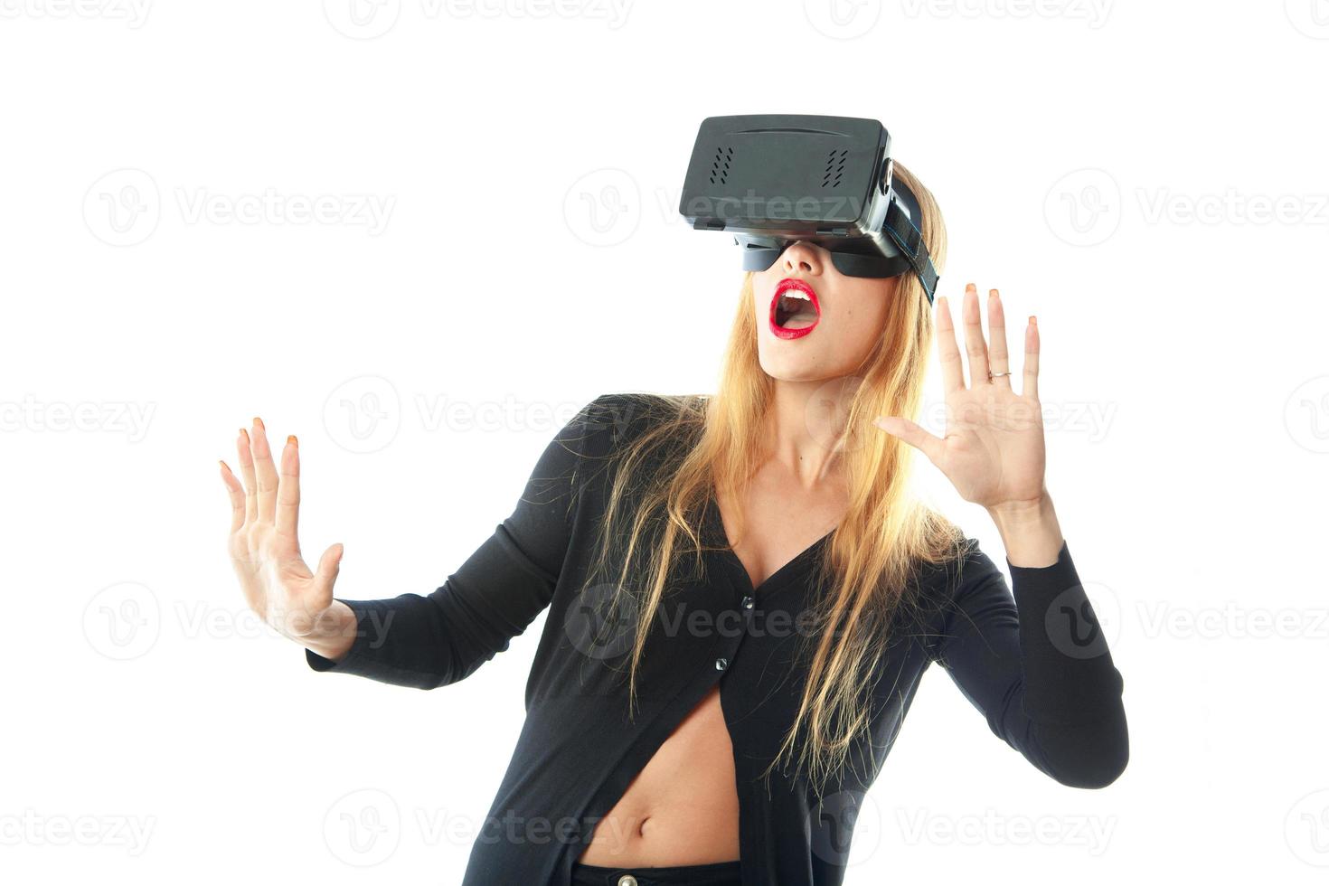 woman in virtual reality glasses photo