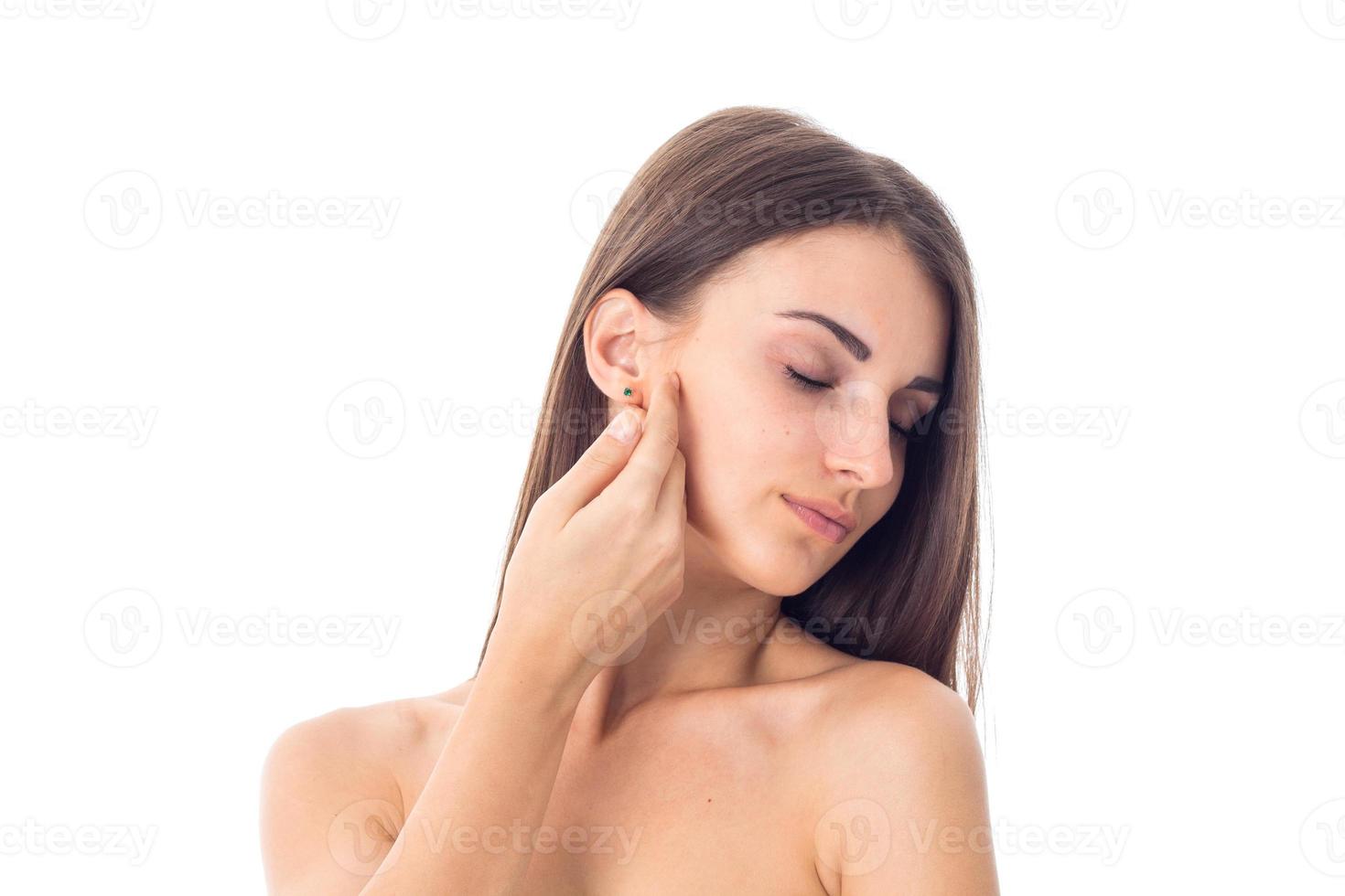 Young girl takes care her skin. photo