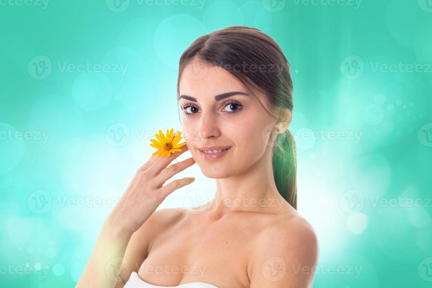 Young girl takes care her skin. photo