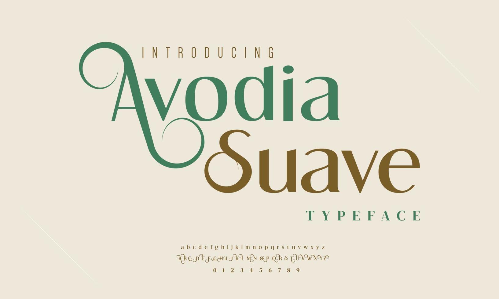 Avodia suave abstract simple fashion wedding alphabet. Elegant ligature typography typeface design vector