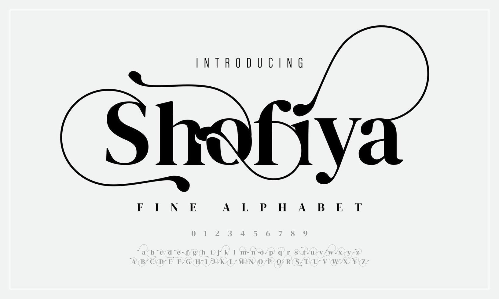 Shofiya abstract simple fashion wedding alphabet. Elegant ligature typography typeface design vector