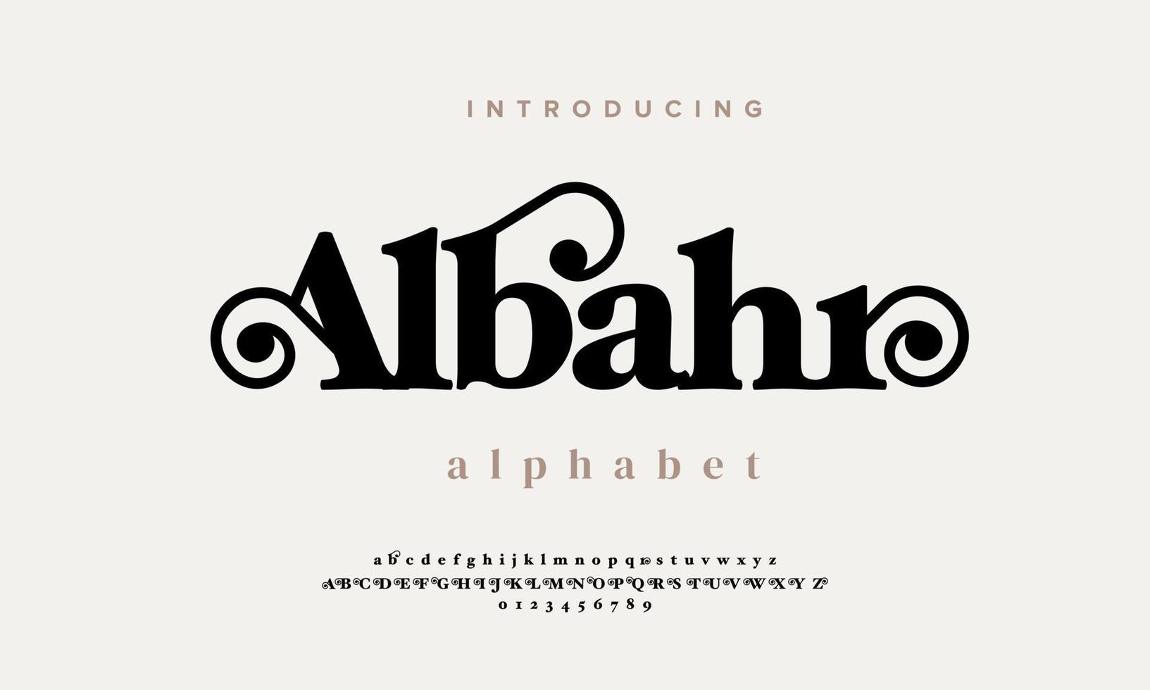Albahr abstract simple fashion wedding alphabet. Elegant ligature typography typeface design vector