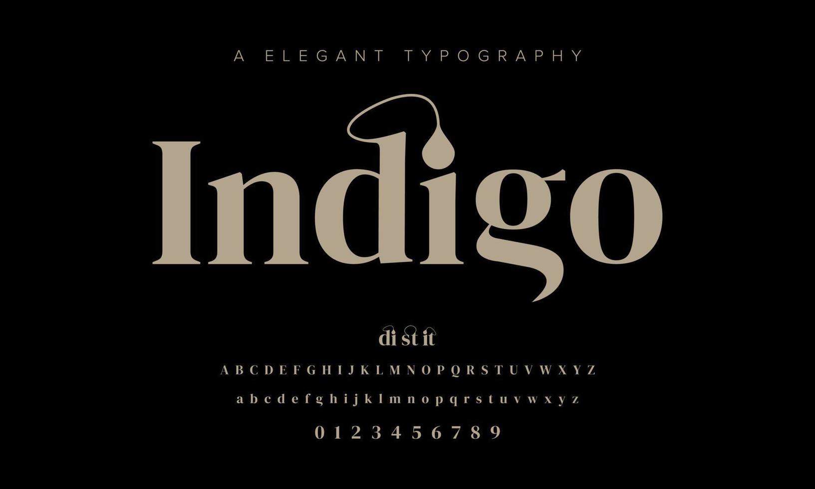 Indigo abstract simple fashion wedding alphabet. Elegant ligature typography design vector