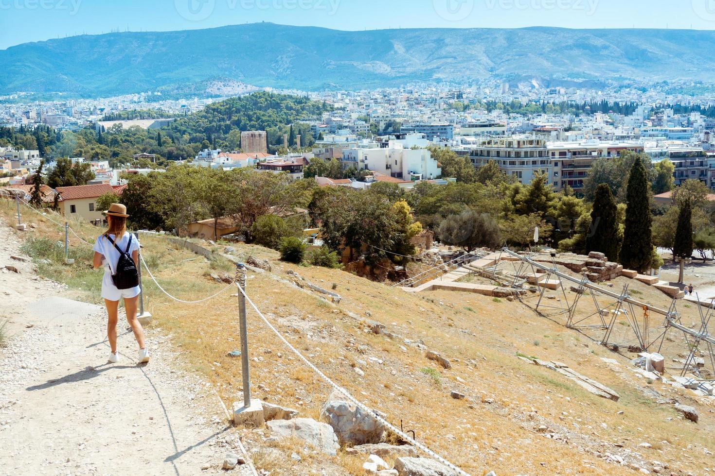 girl at the ancient greek ruins photo