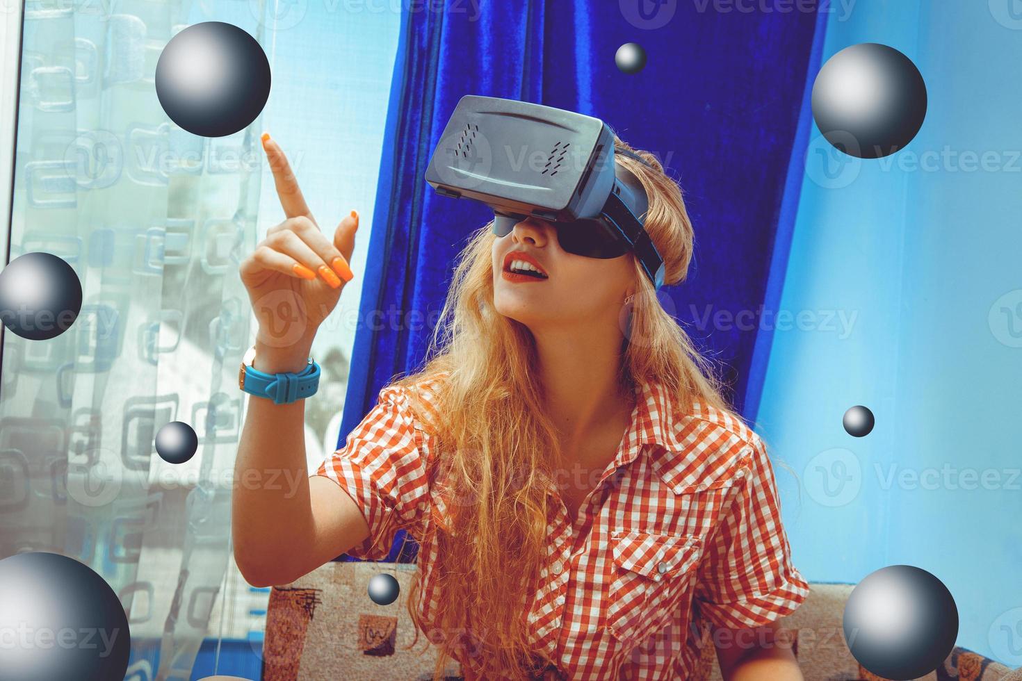 girl in virtual reality glasses photo
