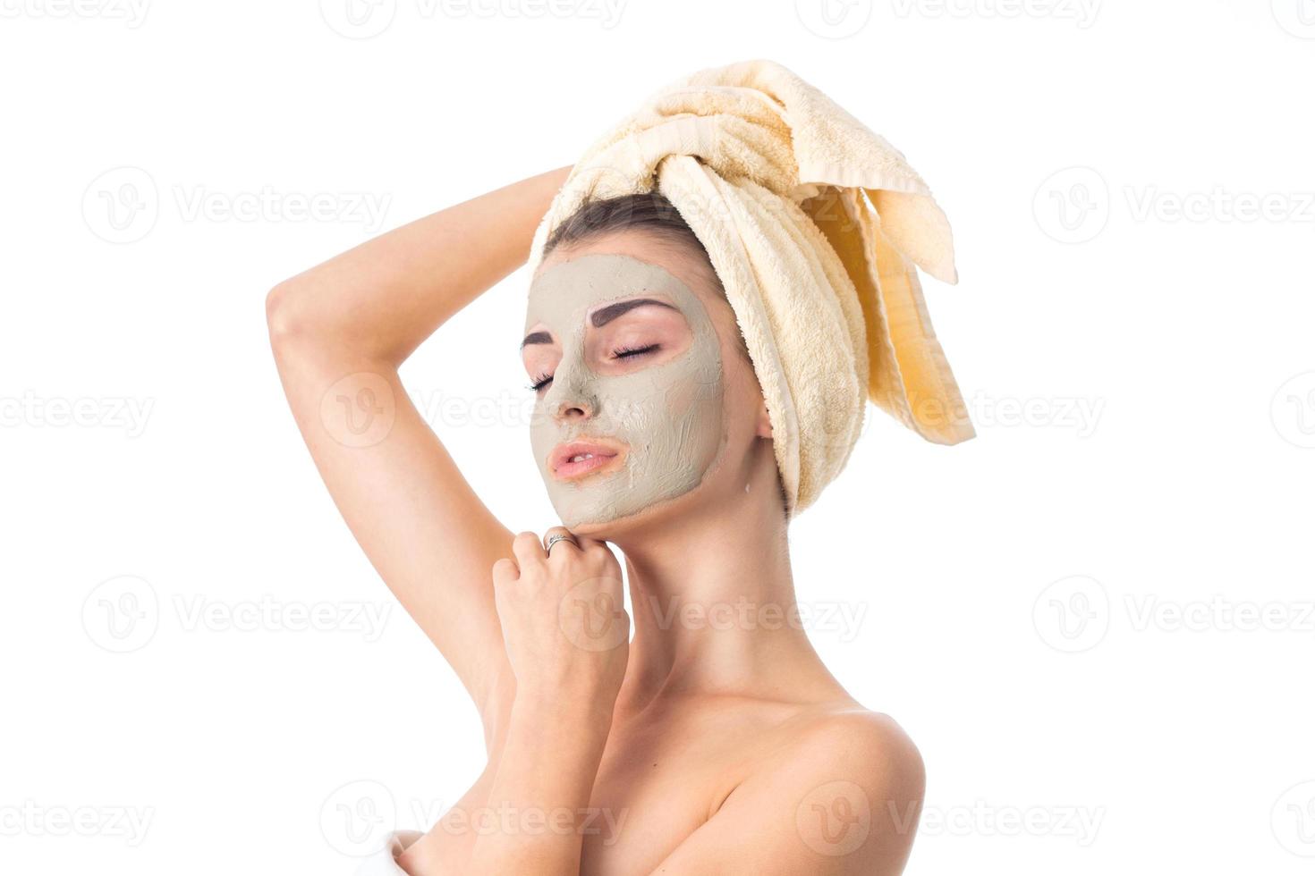 Young girl takes care her skin. photo