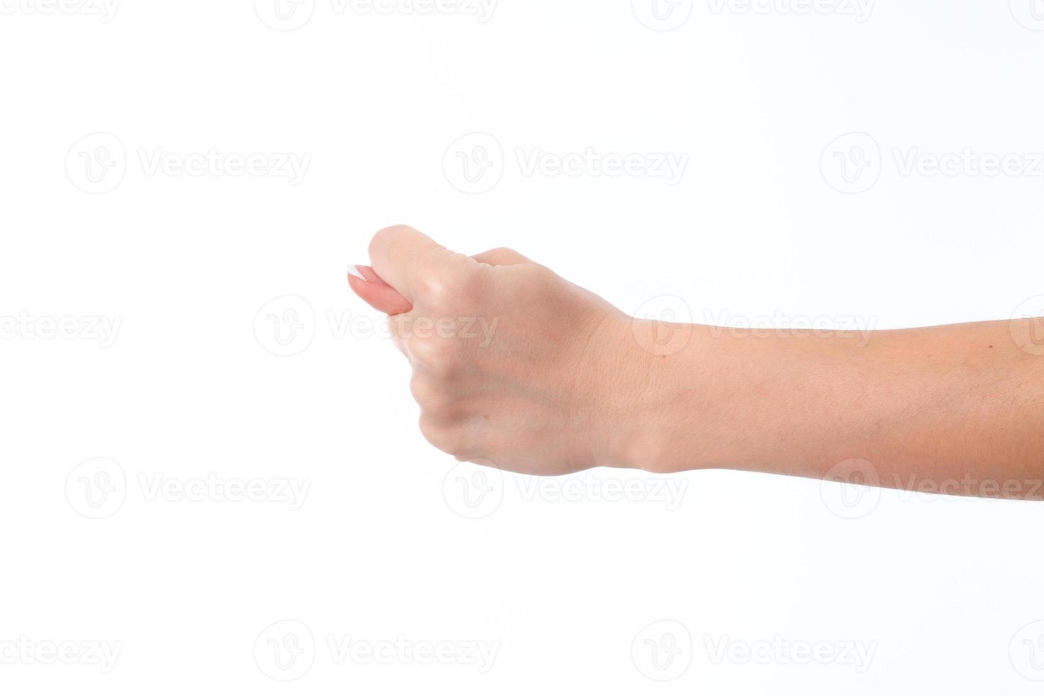 female hand showing the gesture producing photo
