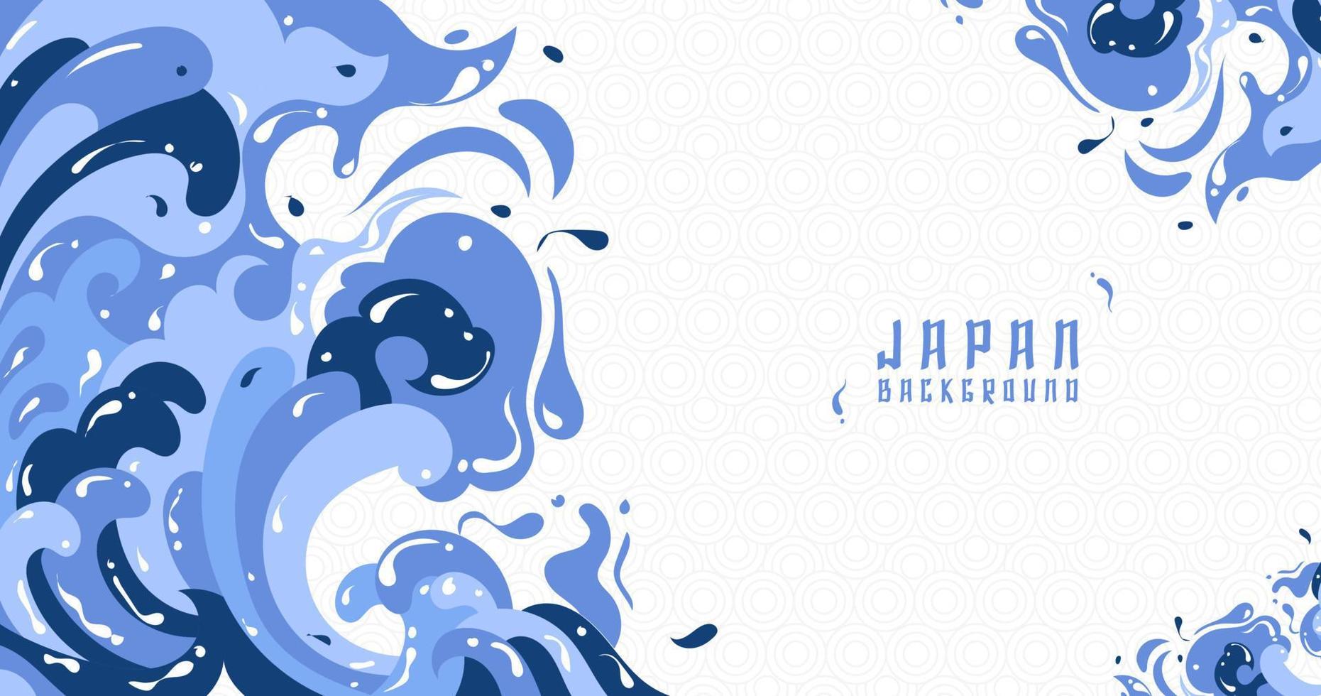 fondo moderno. Estilo japones. ola, diseño de ilustración, azul claro y azul oscuro, onda de medio marco.eps 10 vector