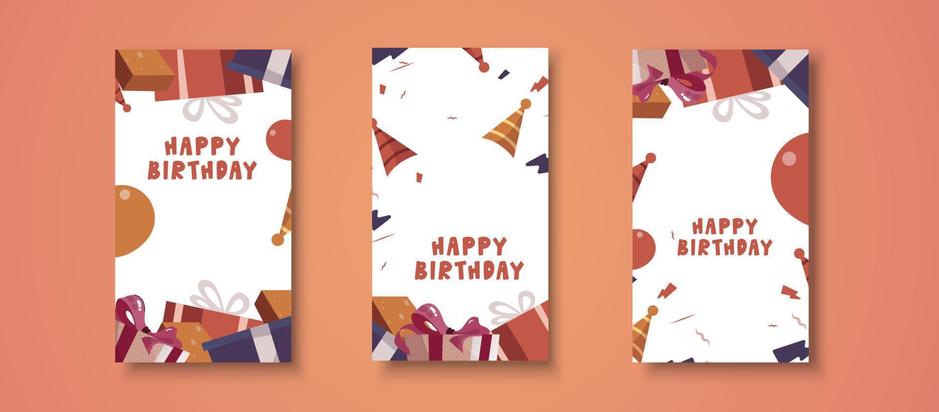 paquete de historia creativa feliz cumpleaños. plantillas de redes sociales de color suave vector