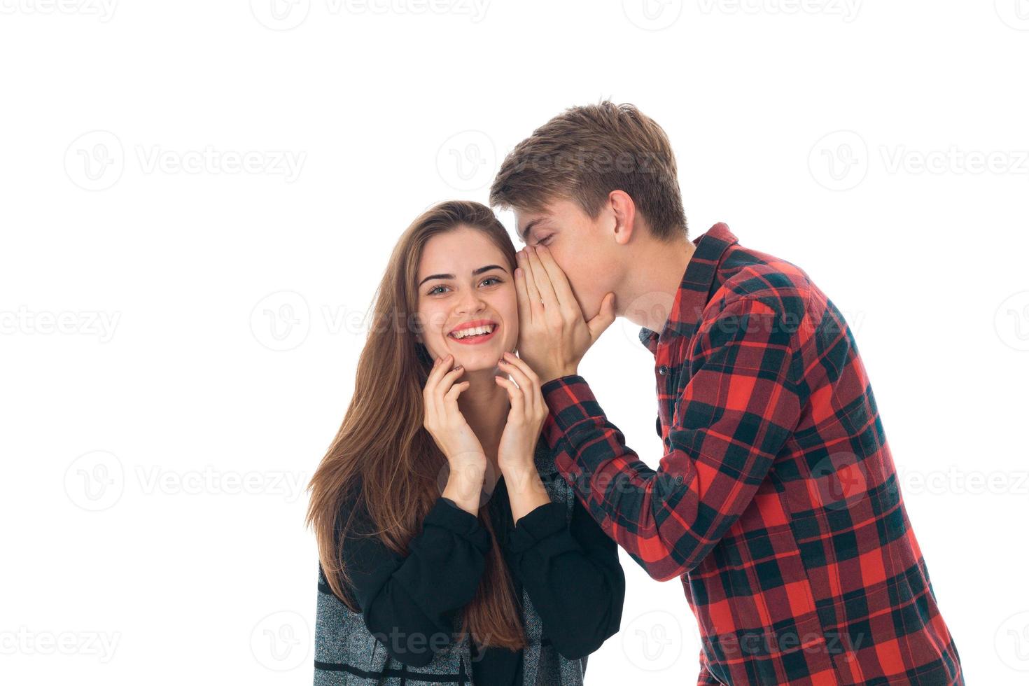 stylish couple in love in studio photo