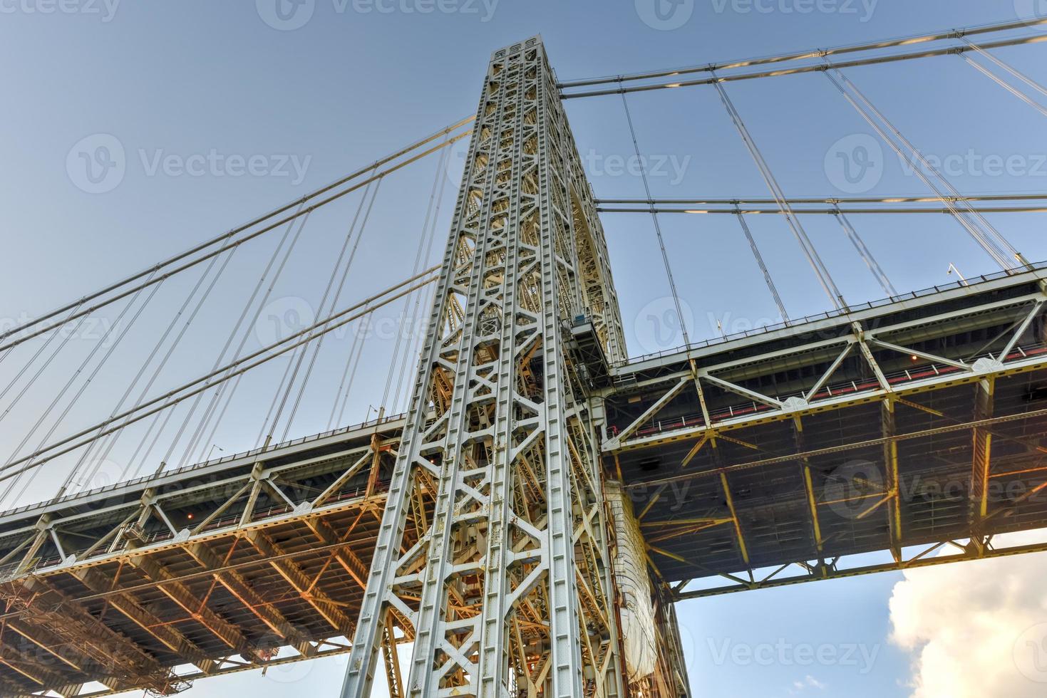 George Washington Bridge at sunset over the Hudson River from Manhattan. photo