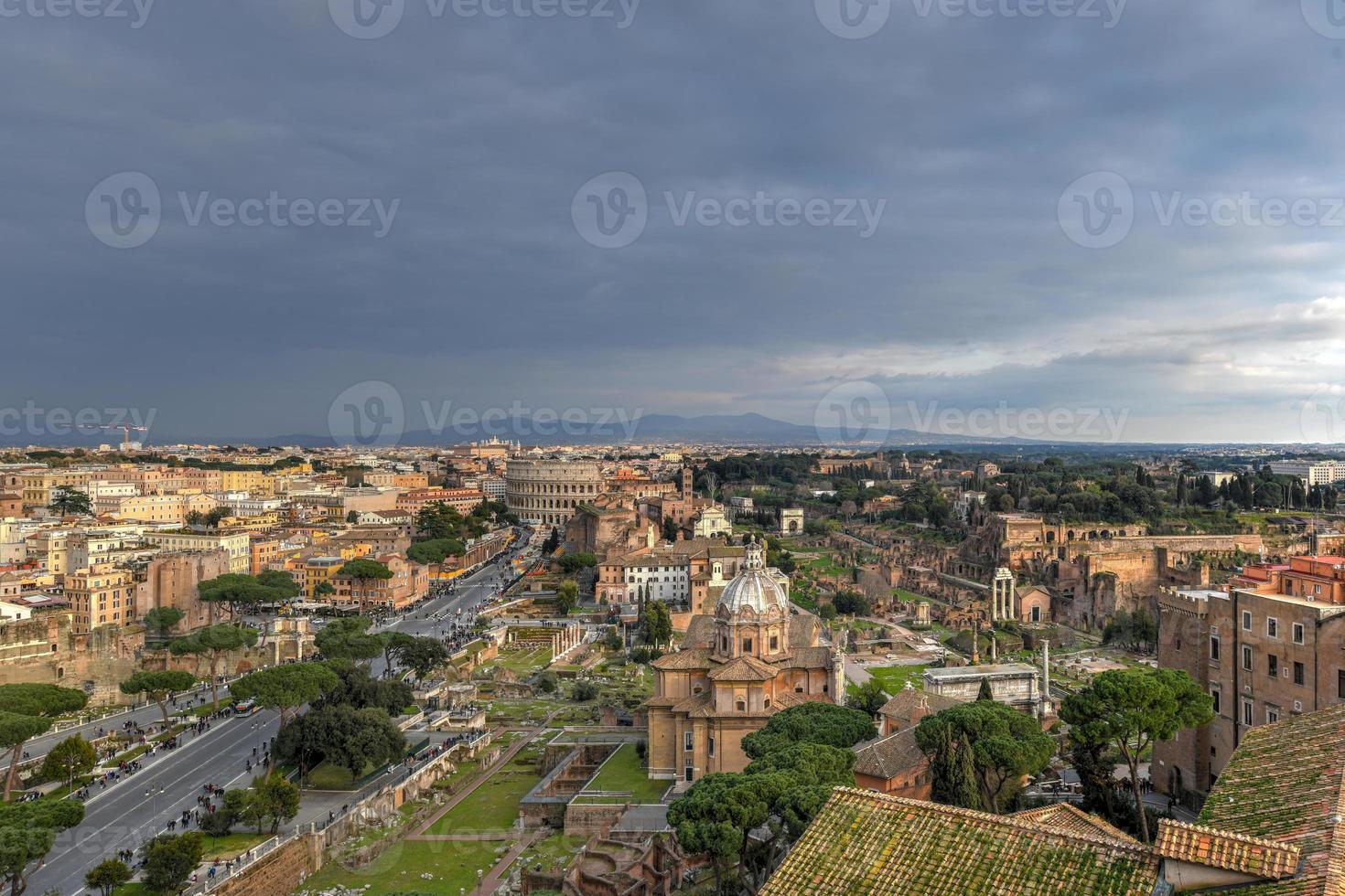 Colosseum as seen from the Altar of the Fatherland in Rome, Italy. photo