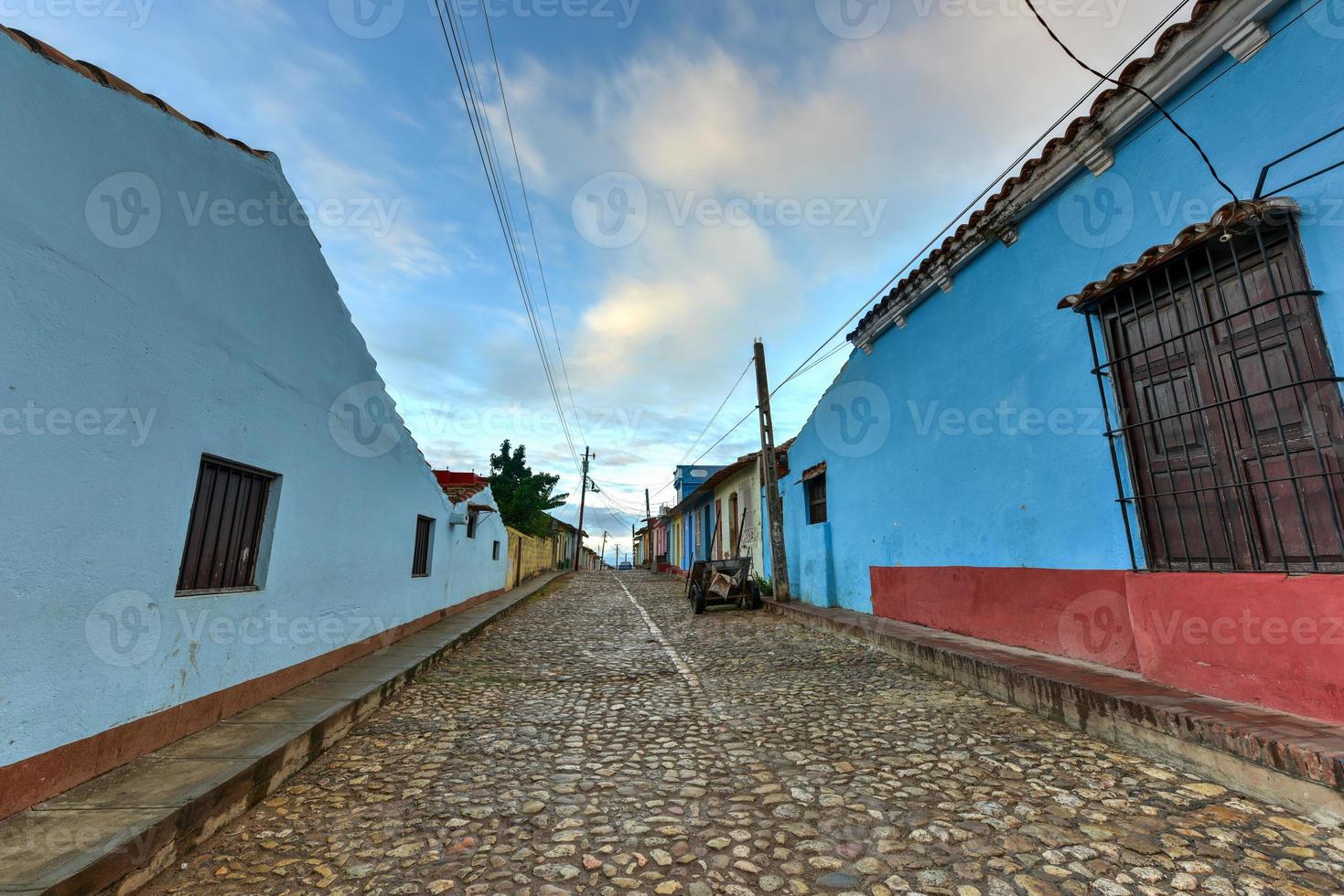 Colorful traditional houses in the colonial town of Trinidad in Cuba, a UNESCO World Heritage site. photo