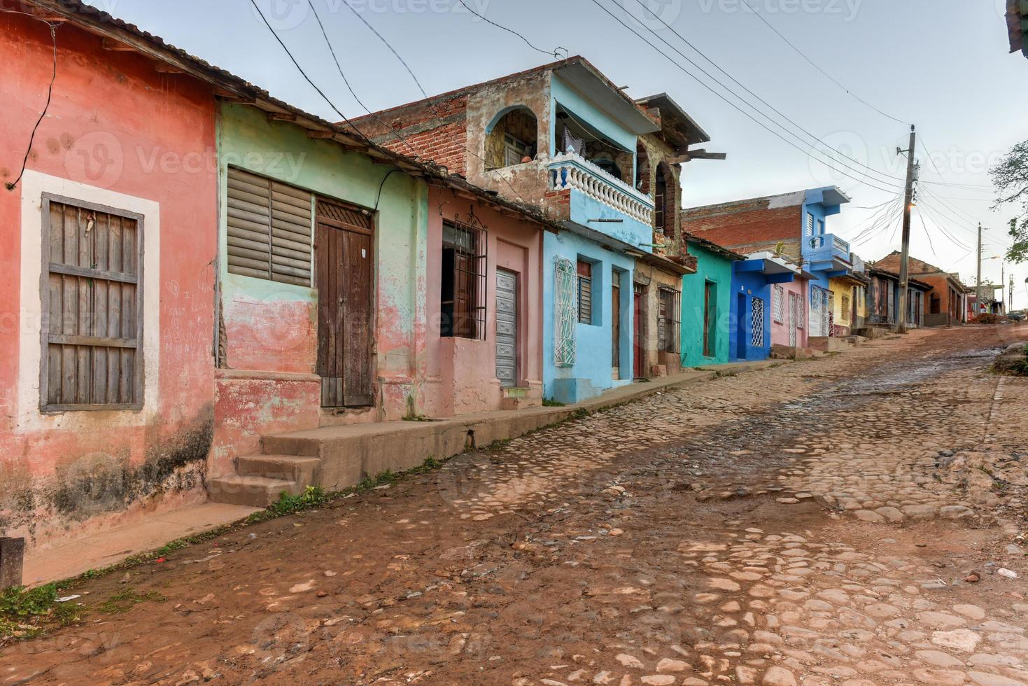 Colorful traditional houses in the colonial town of Trinidad in Cuba, a UNESCO World Heritage site. photo