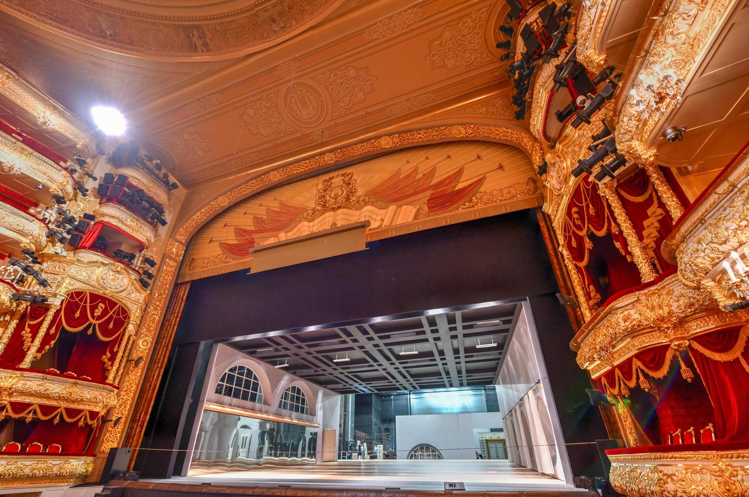 Moscow, Russia - June 27, 2018 -  The Bolshoi Theater, a historic theater in Moscow, Russia which holds ballet and opera performances. photo