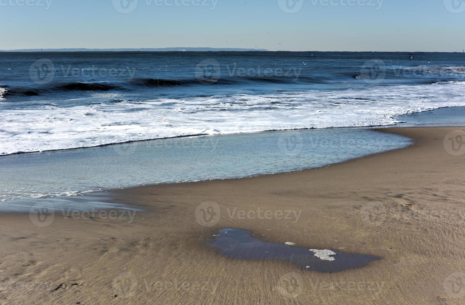 Coney Island Beach in Brooklyn, New York after a major snowstorm. photo