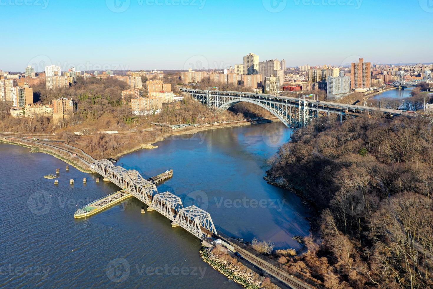 Henry Hudson and Spuyten Duyvil Bridges Spanning Spuyten Duyvil Creek Between the Bronx and Manhattan in New York City. photo
