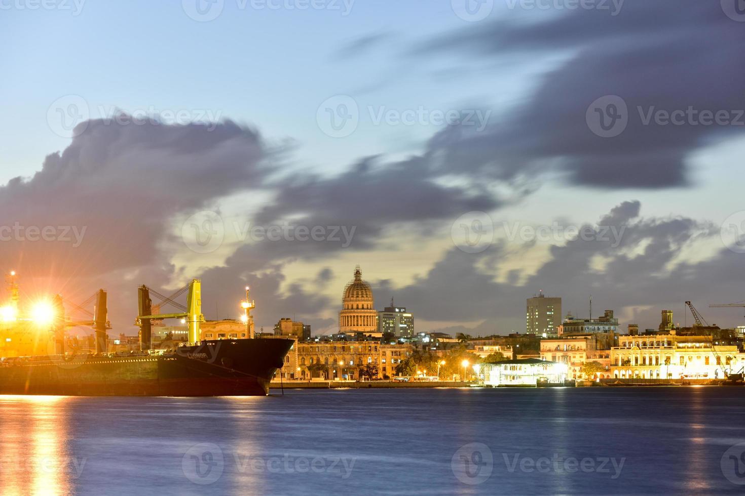 Port of Havana view unto Old Havana from the neighborhood of Regla in Cuba. photo