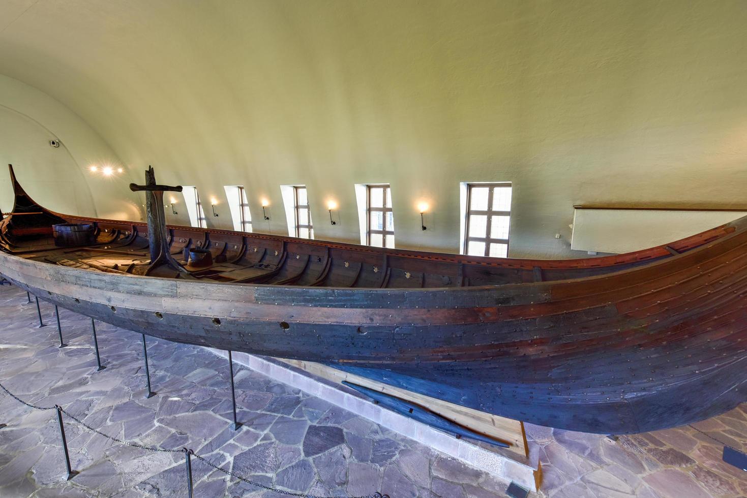 Oslo, Norway - February 27, 2016 -  Viking drakkar in the Viking Museum in Oslo, Norway. photo