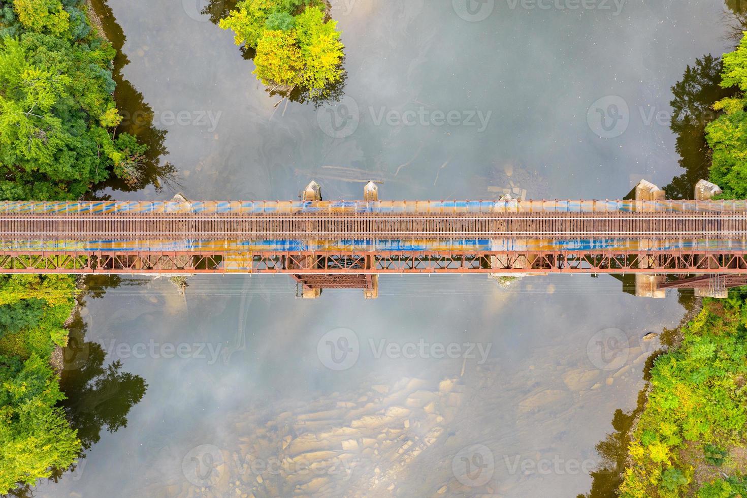 Aerial view of the CSX - Catskill Creek Bridge in Catskill, New York. photo