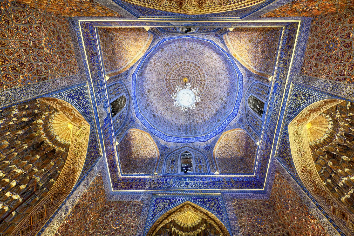 Samarkand, Uzbekistan - Jul 10, 2019 -  Gur-Emir Mausoleum of Tamerlane and his family in Samarkand, Uzbekistan. The building complex dates from the 15th century. photo