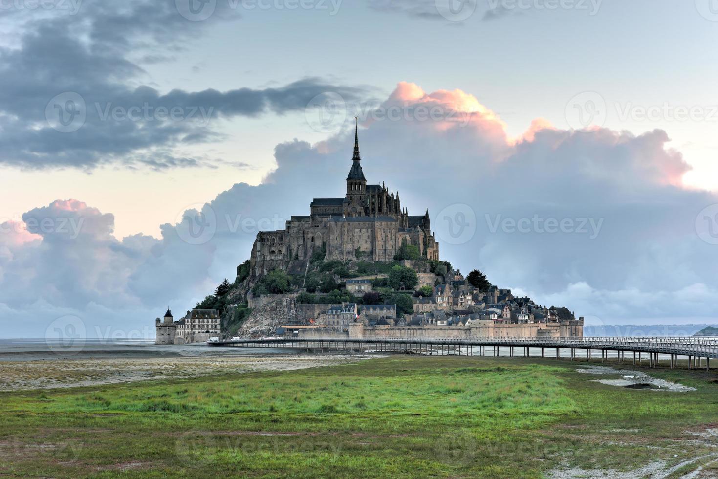 Beautiful Mont Saint-Michel cathedral on the island, Normandy, Northern France, Europe. photo