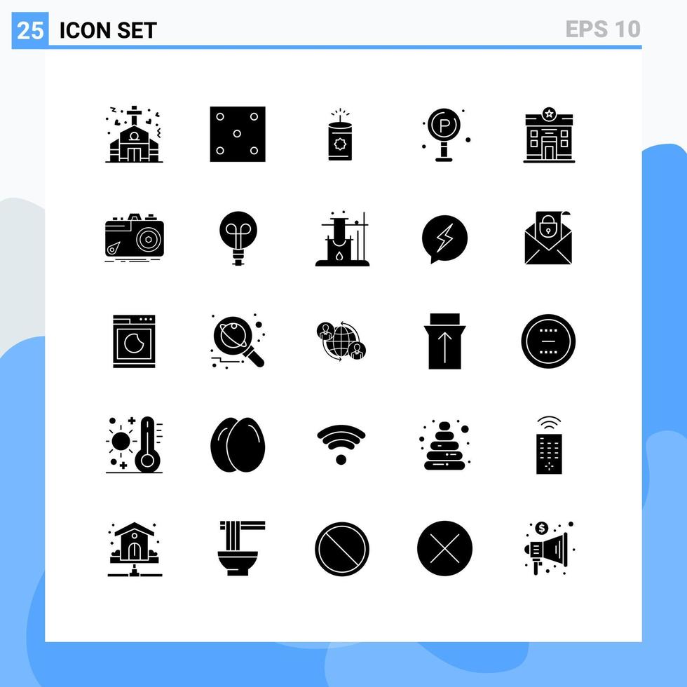 Pictogram Set of 25 Simple Solid Glyphs of home city candle board life Editable Vector Design Elements