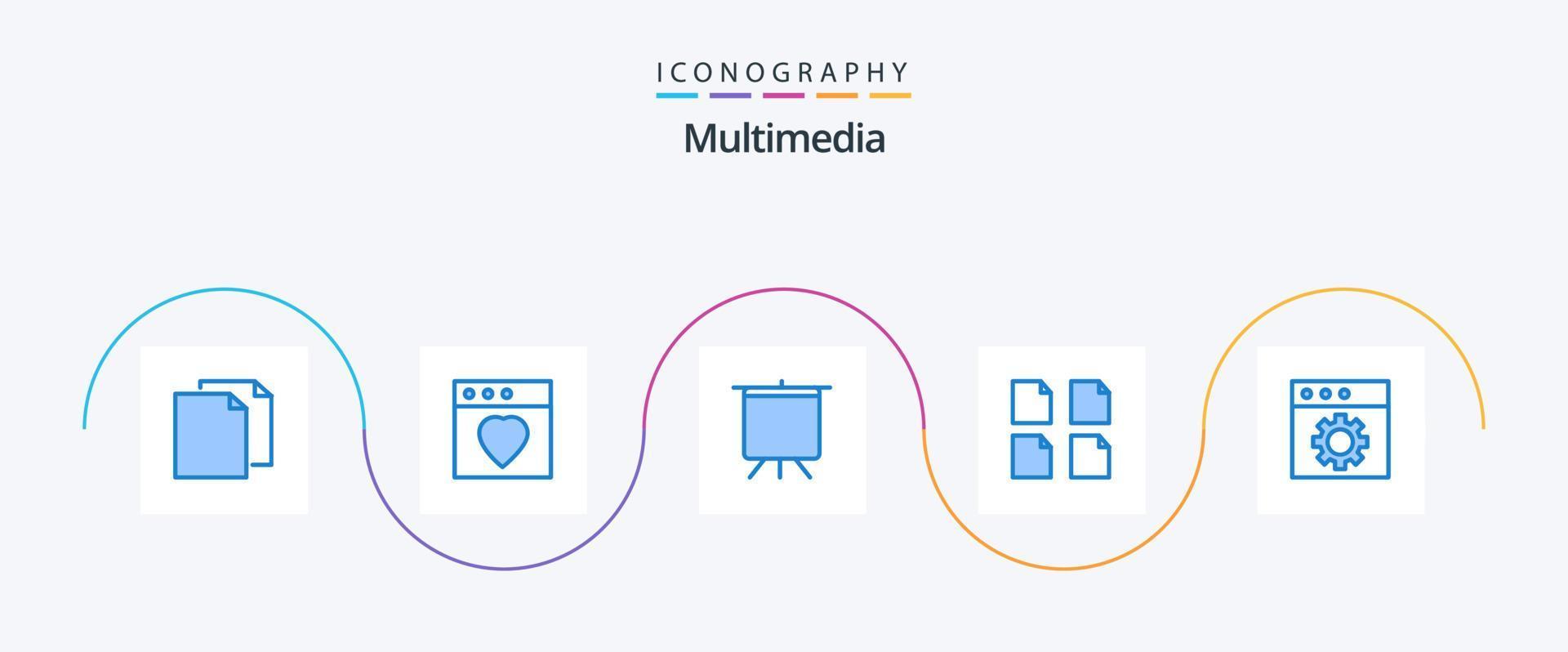 Multimedia Blue 5 Icon Pack Including . preferences. deck. mac. multiple vector