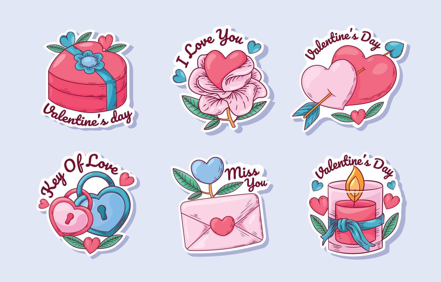 Happy Valentine Day Sticker Set vector