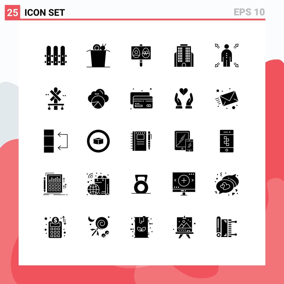 Group of 25 Solid Glyphs Signs and Symbols for sign opportunity easter man corporation Editable Vector Design Elements