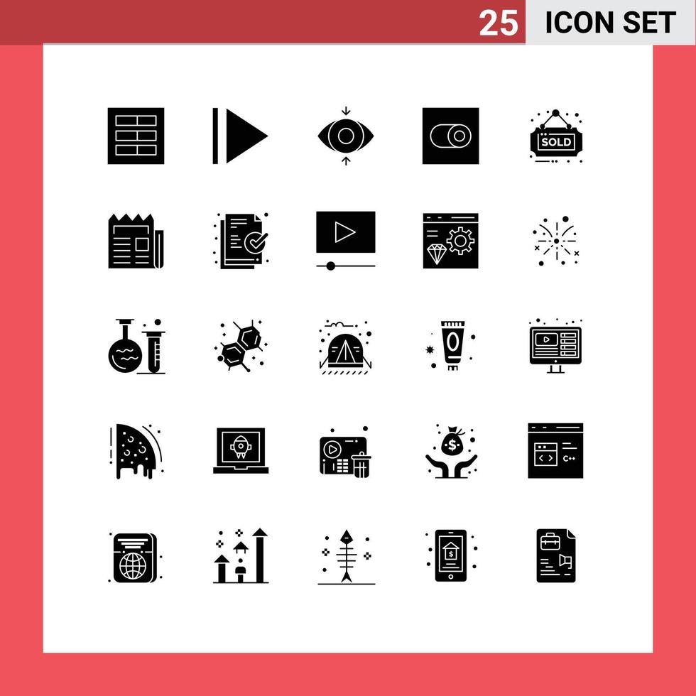 Set of 25 Modern UI Icons Symbols Signs for news sold view sign estate Editable Vector Design Elements