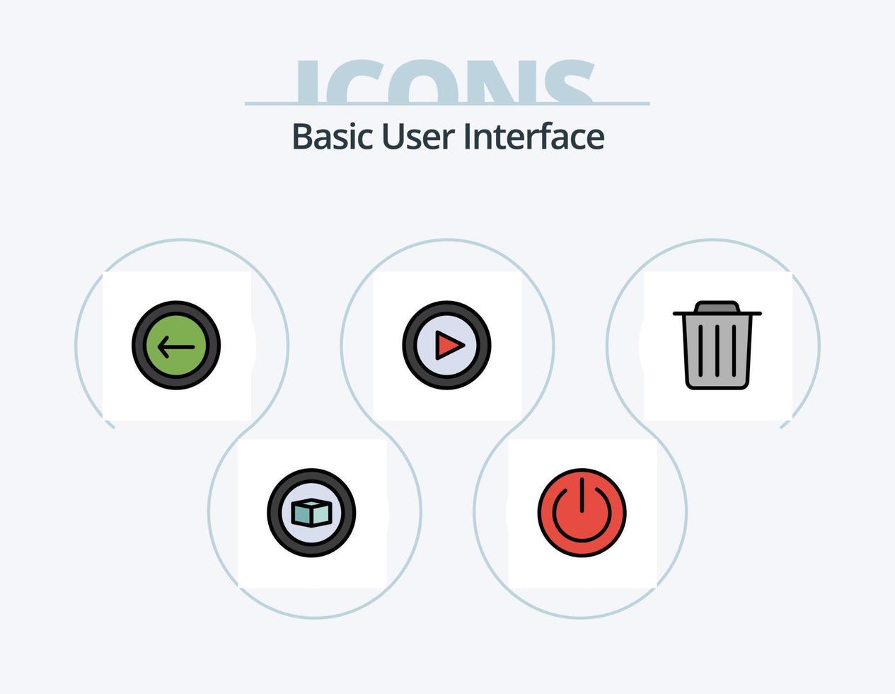 paquete de iconos rellenos de línea básica 5 diseño de iconos. básico. móvil. basura. interfaz. solicitud vector
