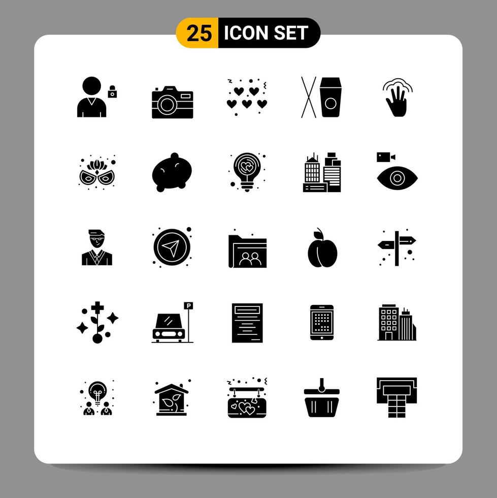 25 Creative Icons Modern Signs and Symbols of multiple touch hand love gestures food Editable Vector Design Elements