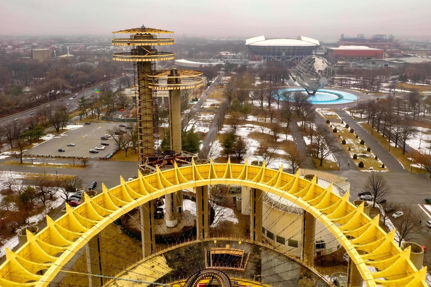 Queens, New York - March 10 2019 -  The New York State Pavilion, a remnant of the 1964 World's Fair located at Flushing Meadows-Corona Park photo